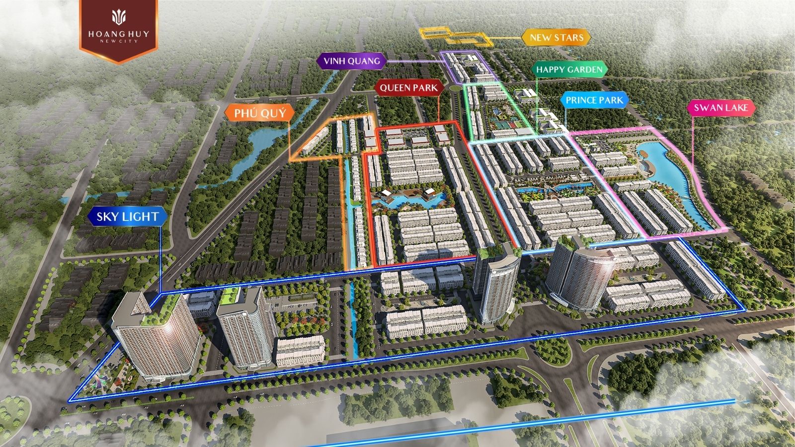 Phối cảnh tổng thể Hoàng Huy New City Giai Đoạn 2