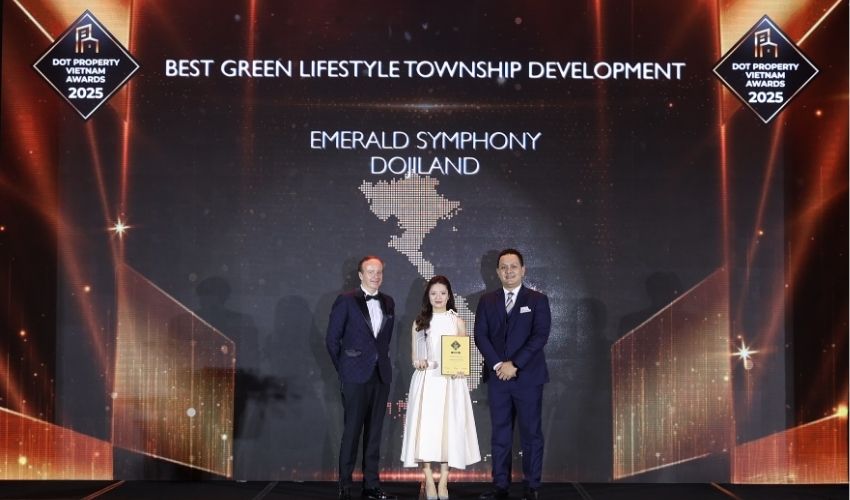 Đại diện DOJILAND nhận giải “Dự án khu đô thị kiến tạo chuẩn mực sống xanh tốt nhất Việt Nam 2025” dành cho dự án Emerald Symphony Hải Phòng